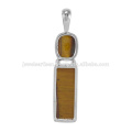 Natural Tiger Eye Gemstone 925 Sterling Silver Pendant Jewelry